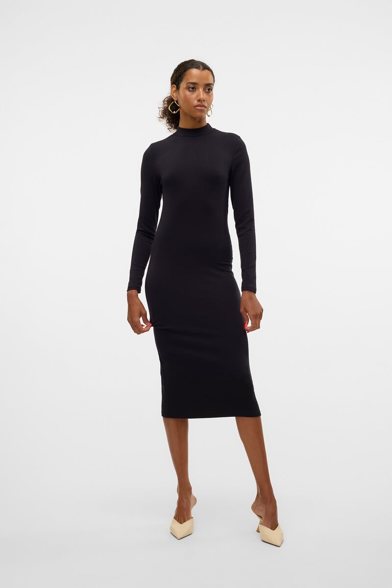 Cortefiel Vestido Midi De Manga Larga