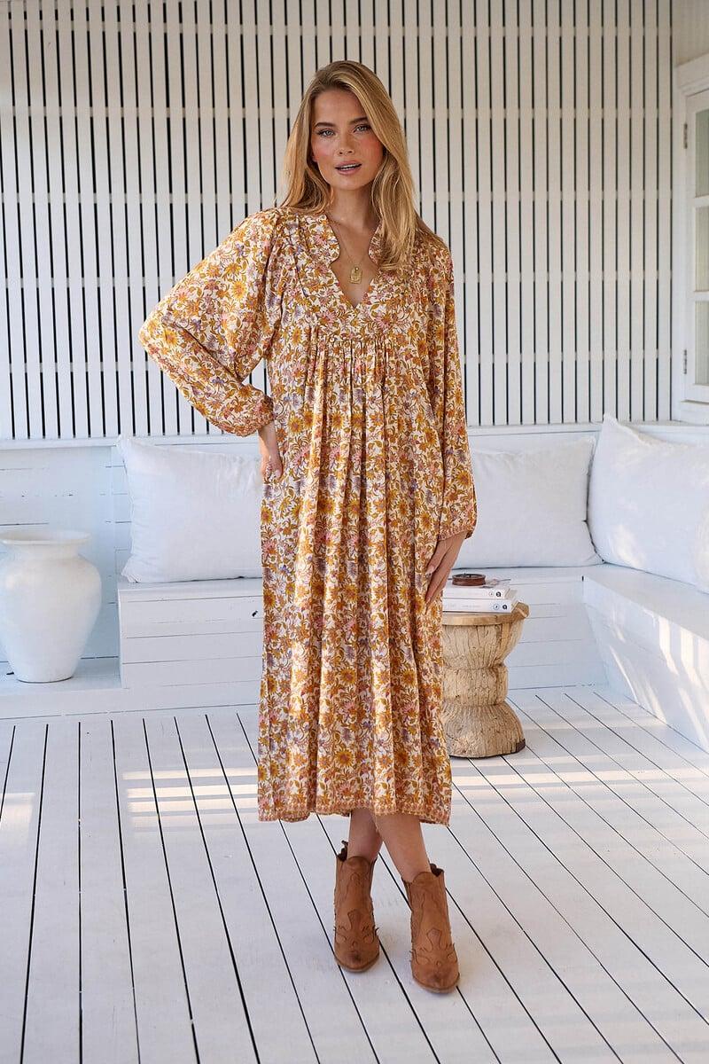 Cortefiel Vestido Midi De Manga Larga Boheme