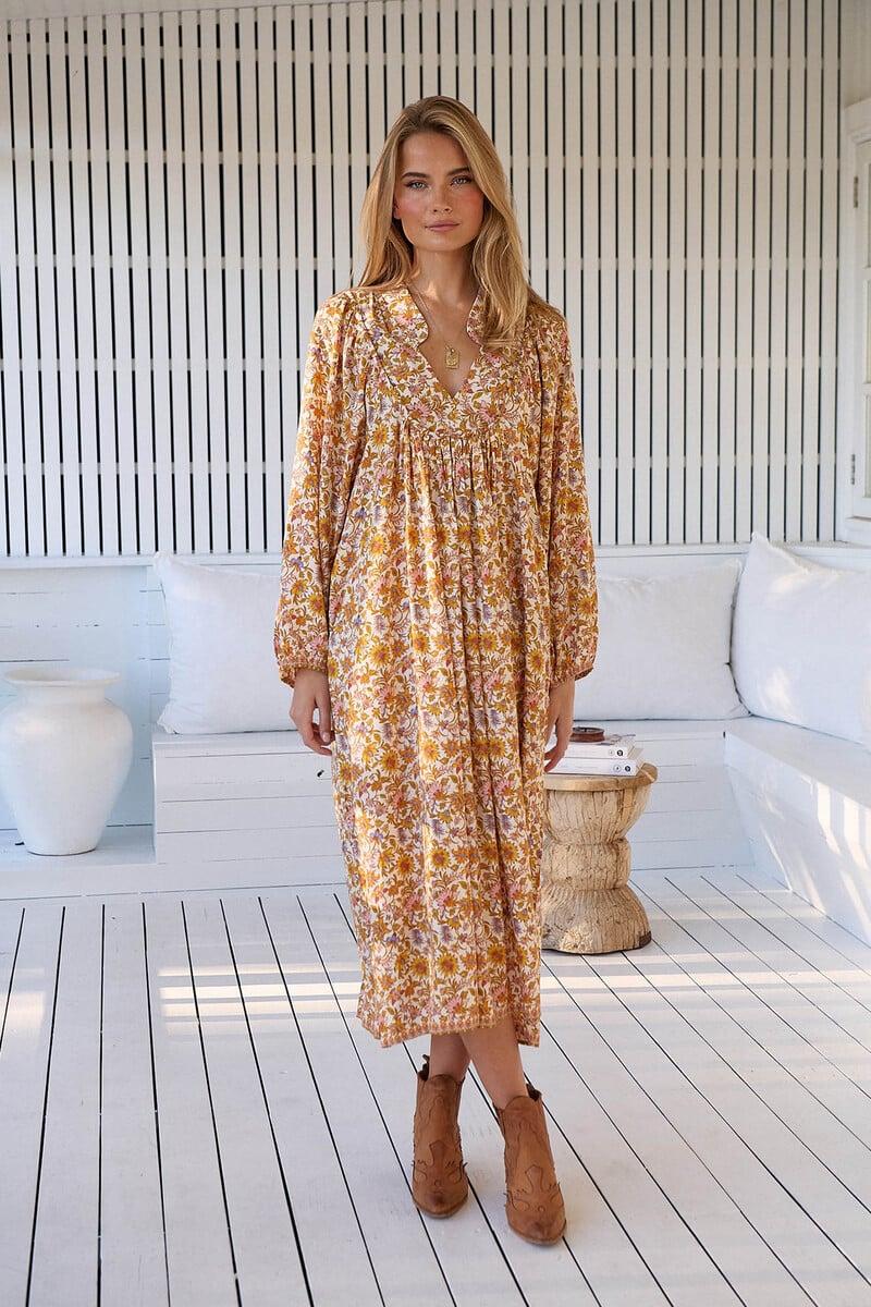 Cortefiel Vestido Midi De Manga Larga Boheme