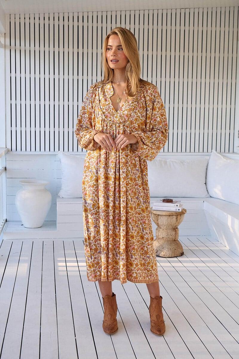 Cortefiel Vestido Midi De Manga Larga Boheme