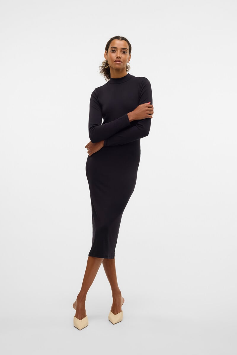 Cortefiel Vestido midi de manga larga