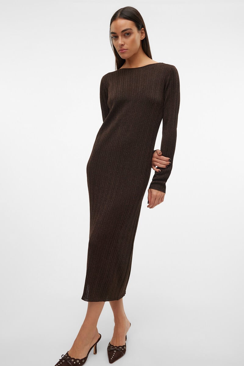 Cortefiel Vestido Midi De Punto Con Lúrex