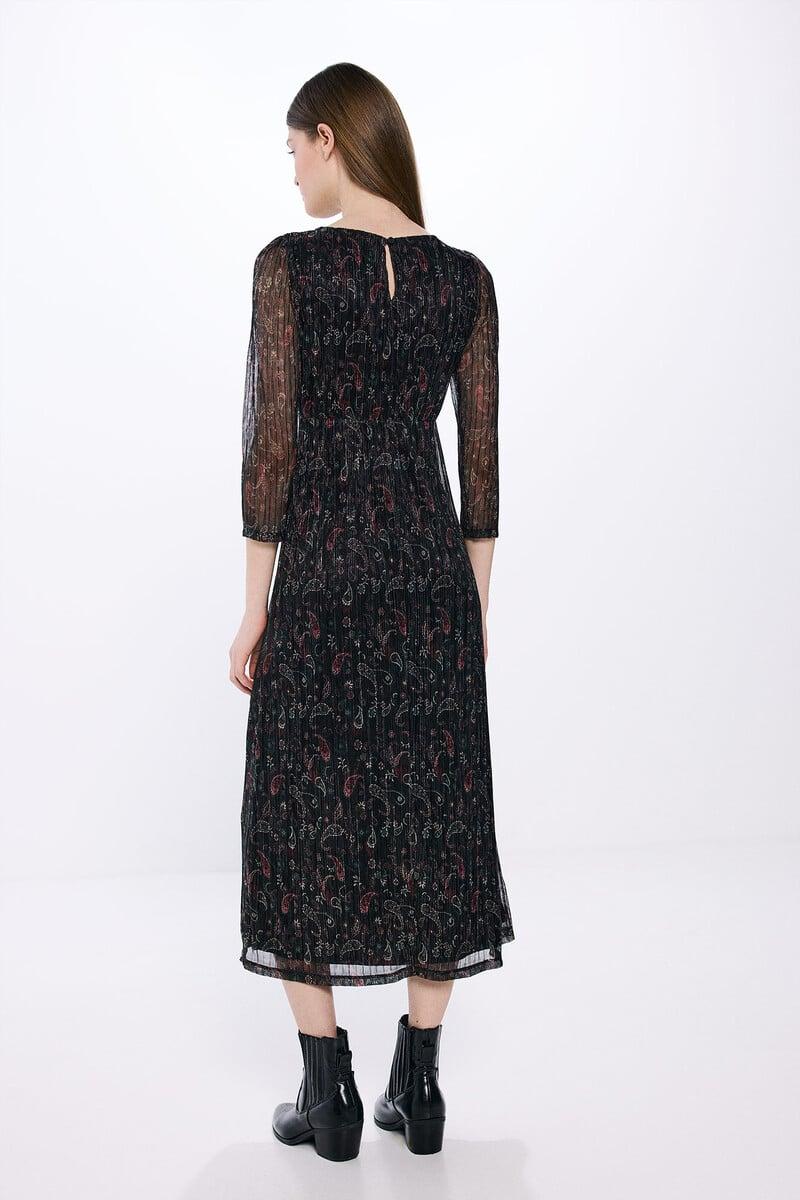 Cortefiel Vestido Midi Estampado Lurex