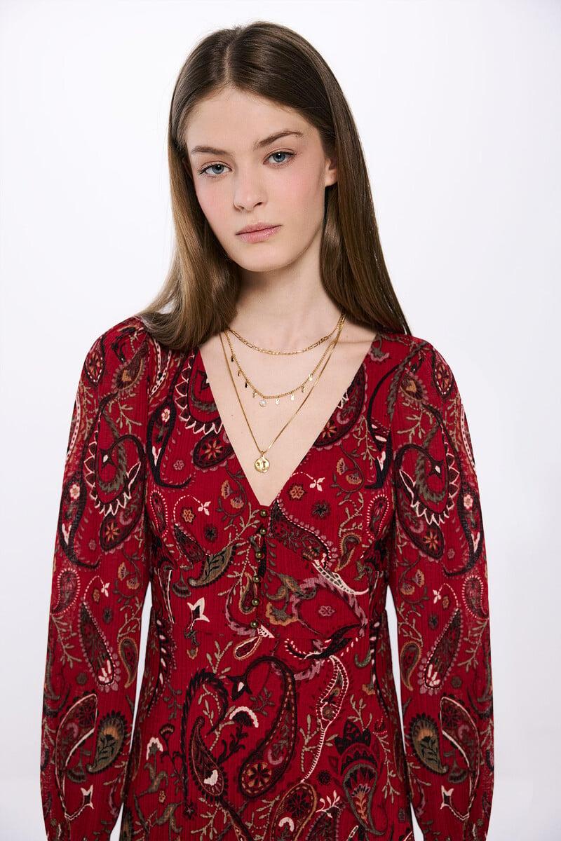 Cortefiel Vestido Midi Estampado Paisley