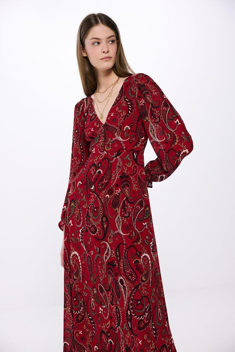 Cortefiel Vestido Midi Estampado Paisley