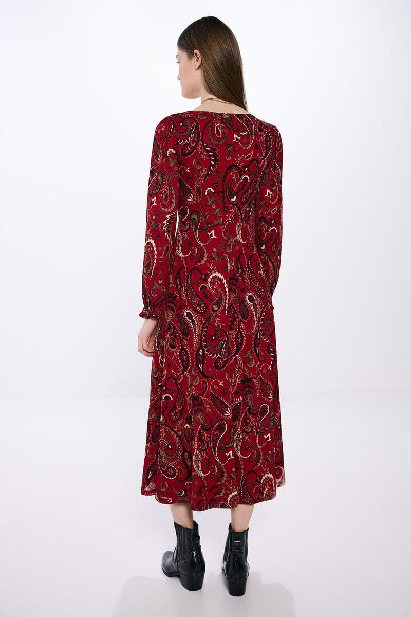 Cortefiel Vestido Midi Estampado Paisley