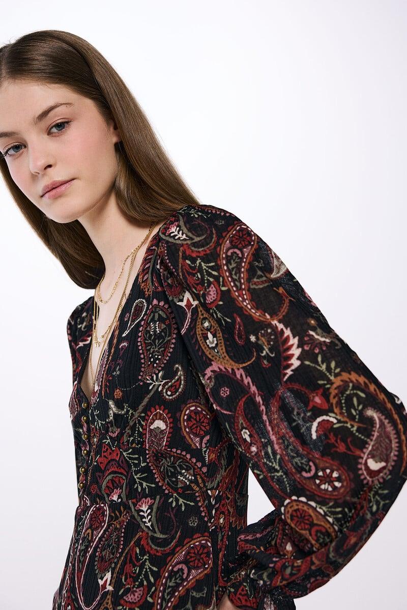 Cortefiel Vestido Midi Estampado Paisley