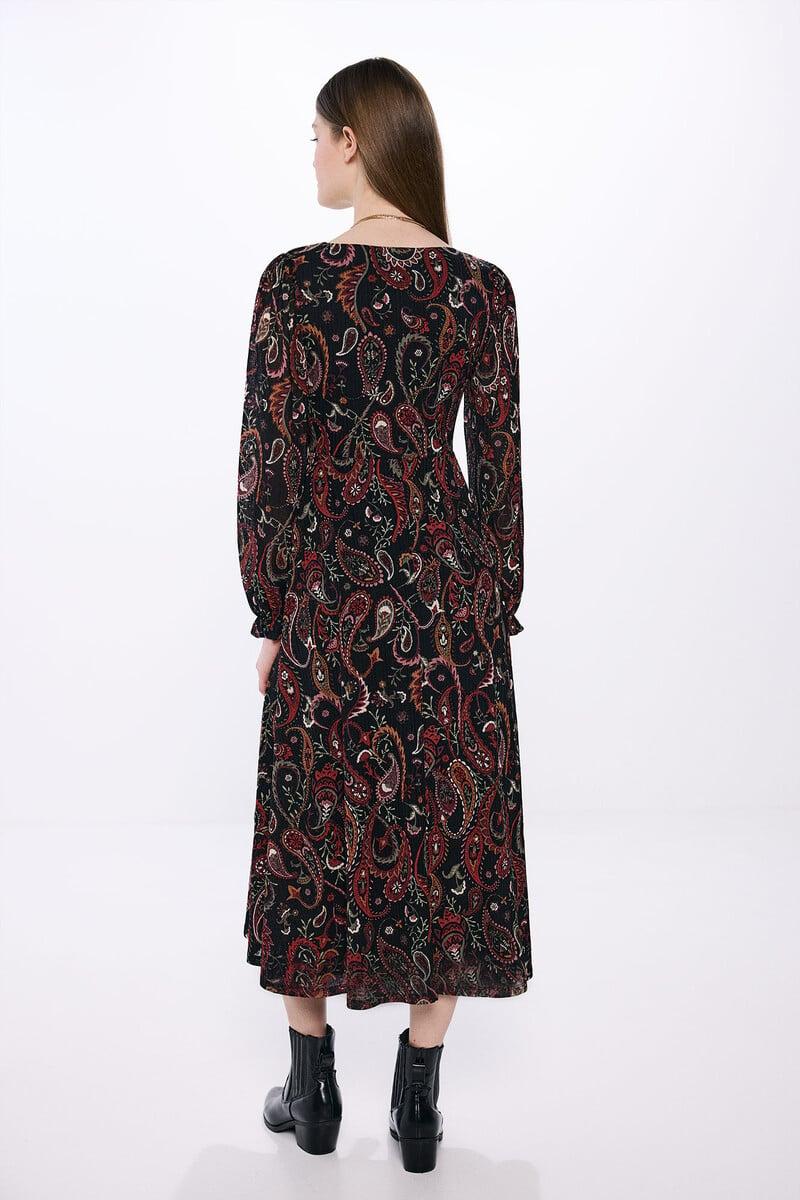 Cortefiel Vestido Midi Estampado Paisley
