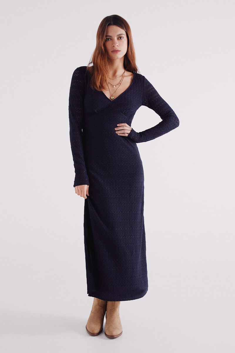 Cortefiel Vestido midi estructura crochet