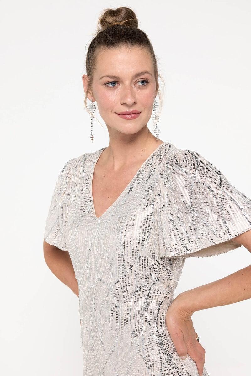 Cortefiel Vestido Midi Lentejuelas