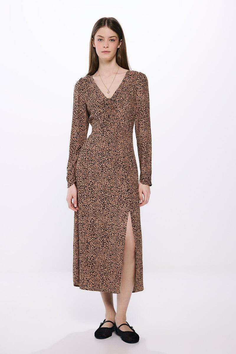 Cortefiel Vestido midi leopardo