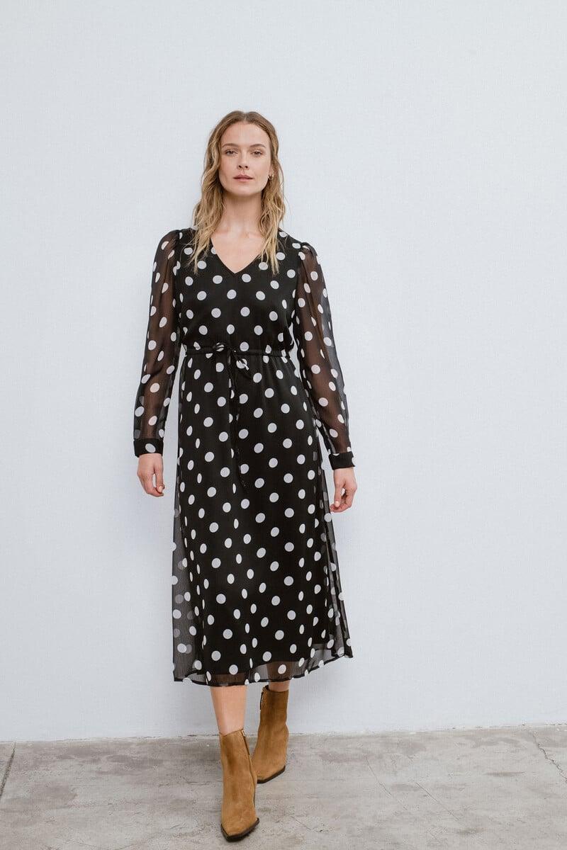 Cortefiel Vestido Midi Lunares