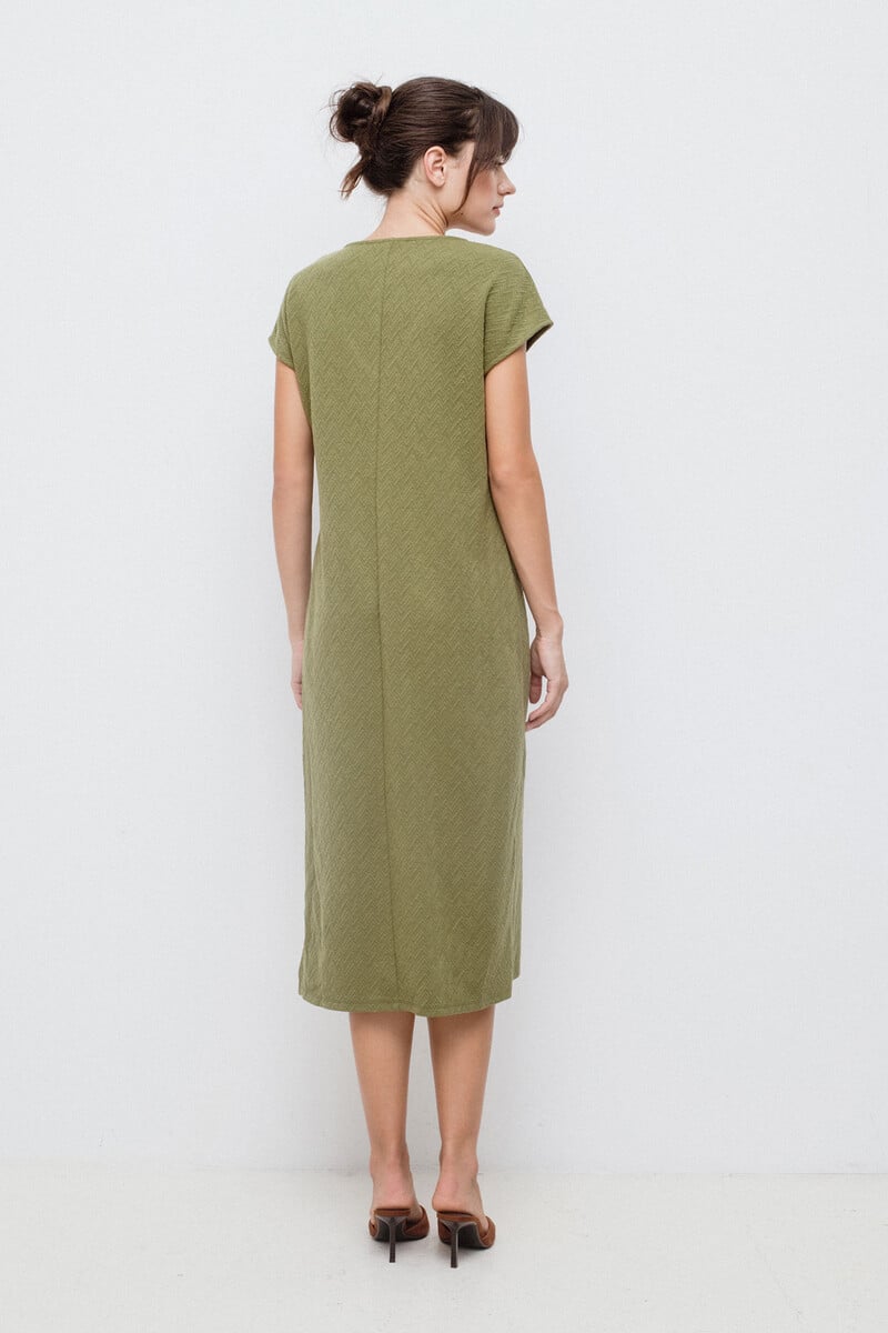 Cortefiel Vestido Midi Manga Corta