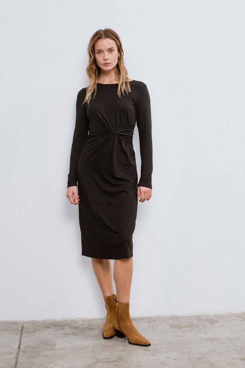 Cortefiel Vestido midi manga larga