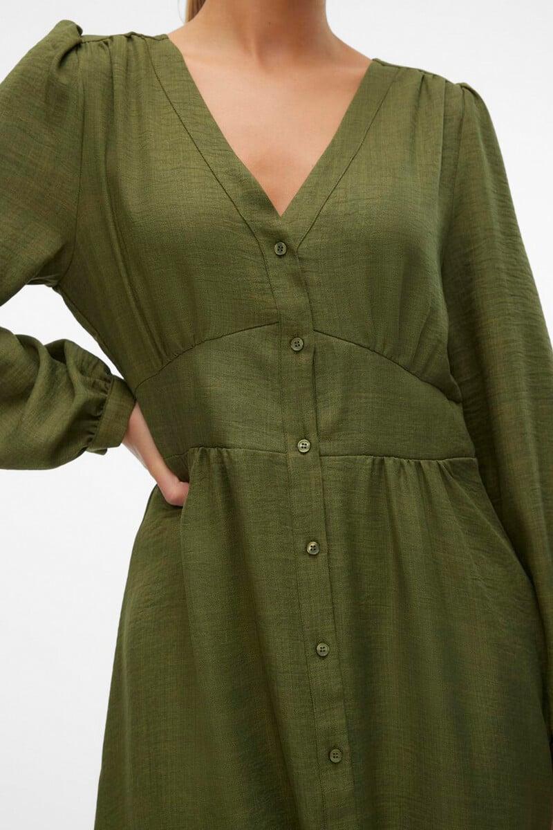 Cortefiel Vestido Midi Manga Larga