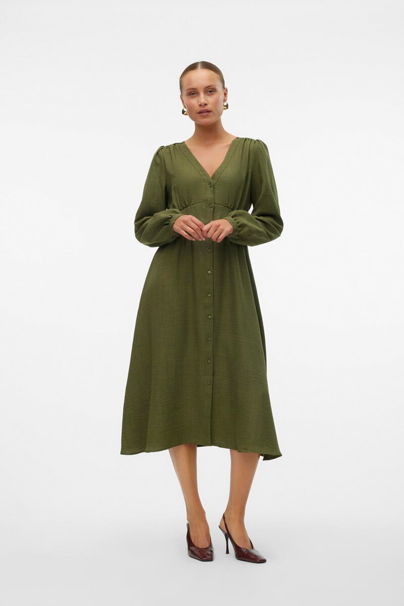 Cortefiel Vestido Midi Manga Larga