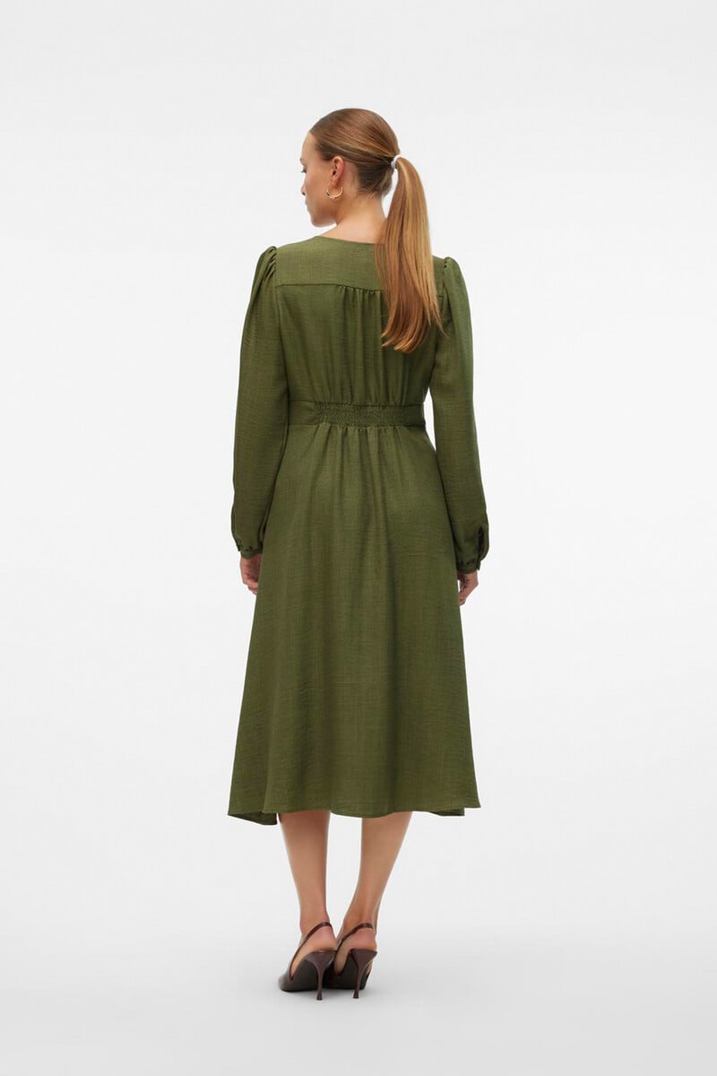 Cortefiel Vestido Midi Manga Larga