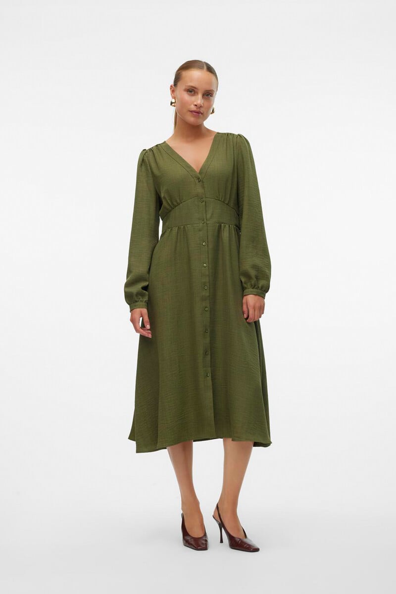 Cortefiel Vestido midi manga larga