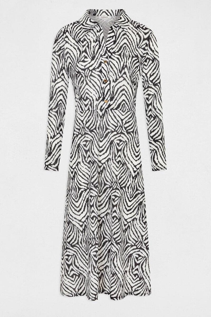 Cortefiel Vestido Midi Recto Estampado