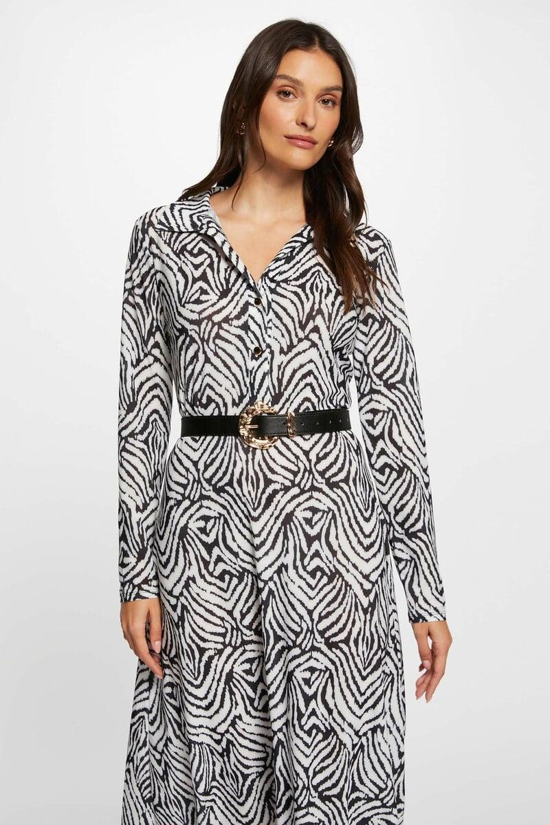 Cortefiel Vestido midi recto estampado