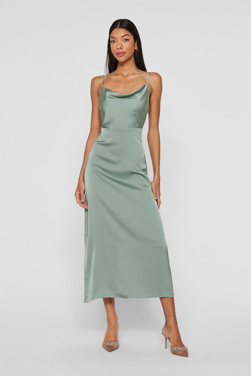 Cortefiel Vestido Midi Satinado