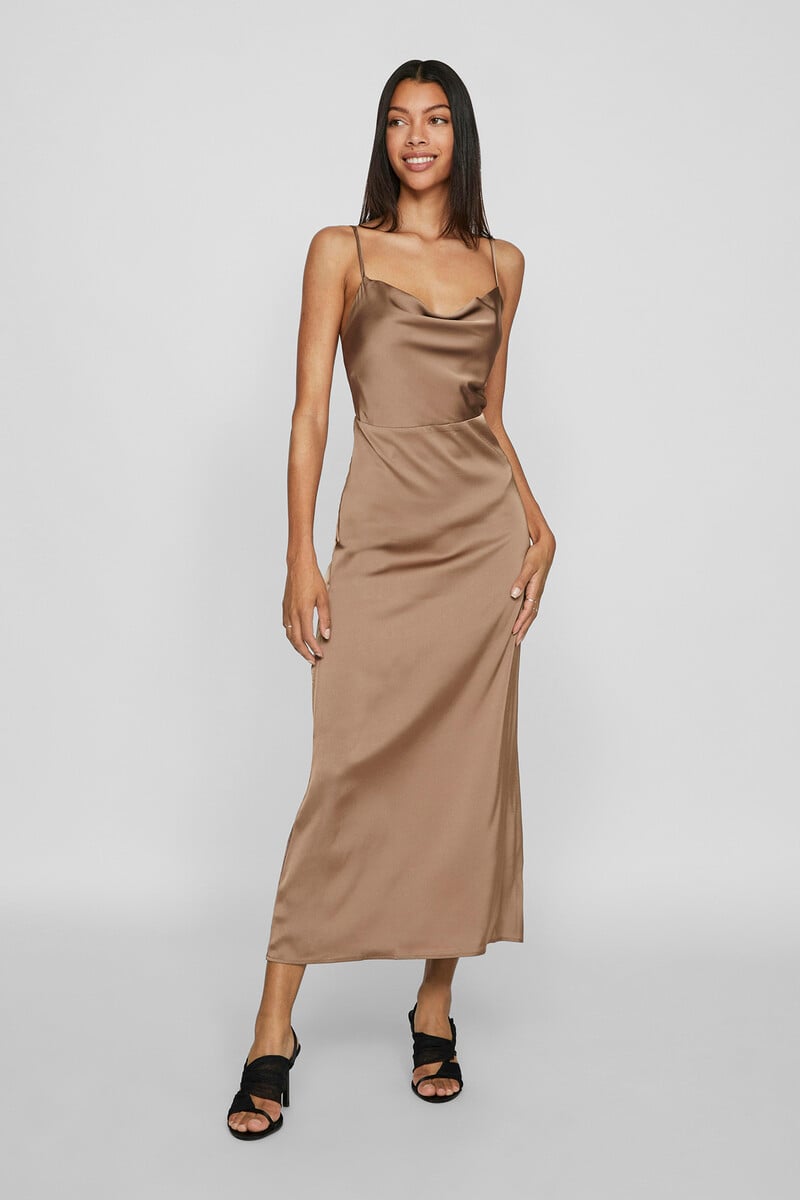 Cortefiel Vestido Midi Satinado