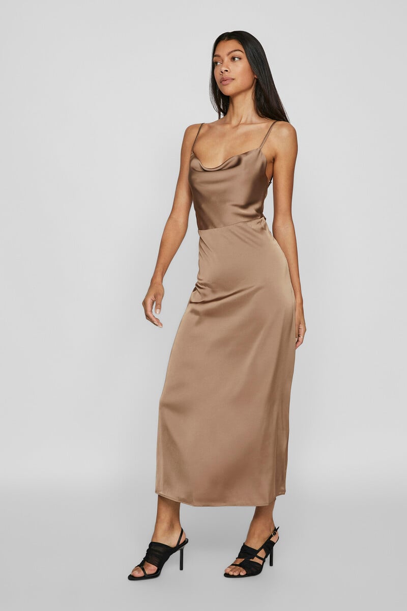 Cortefiel Vestido Midi Satinado