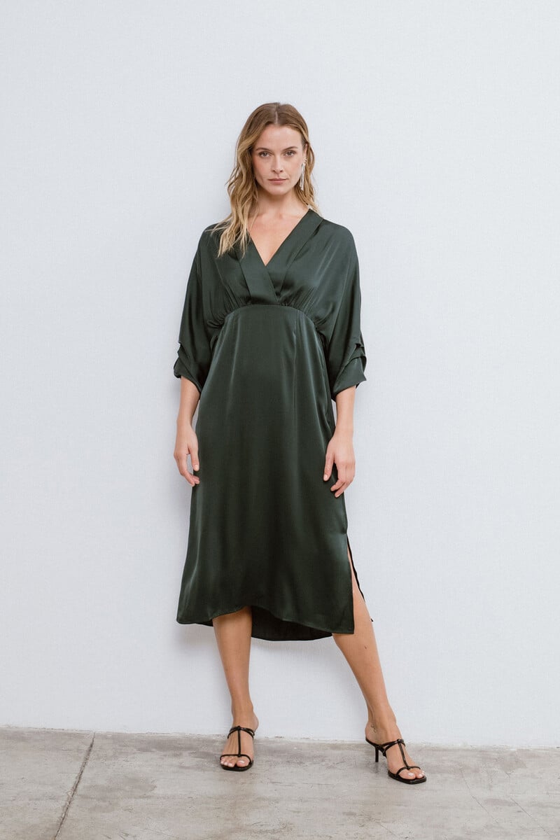 Cortefiel Vestido Midi Satinado