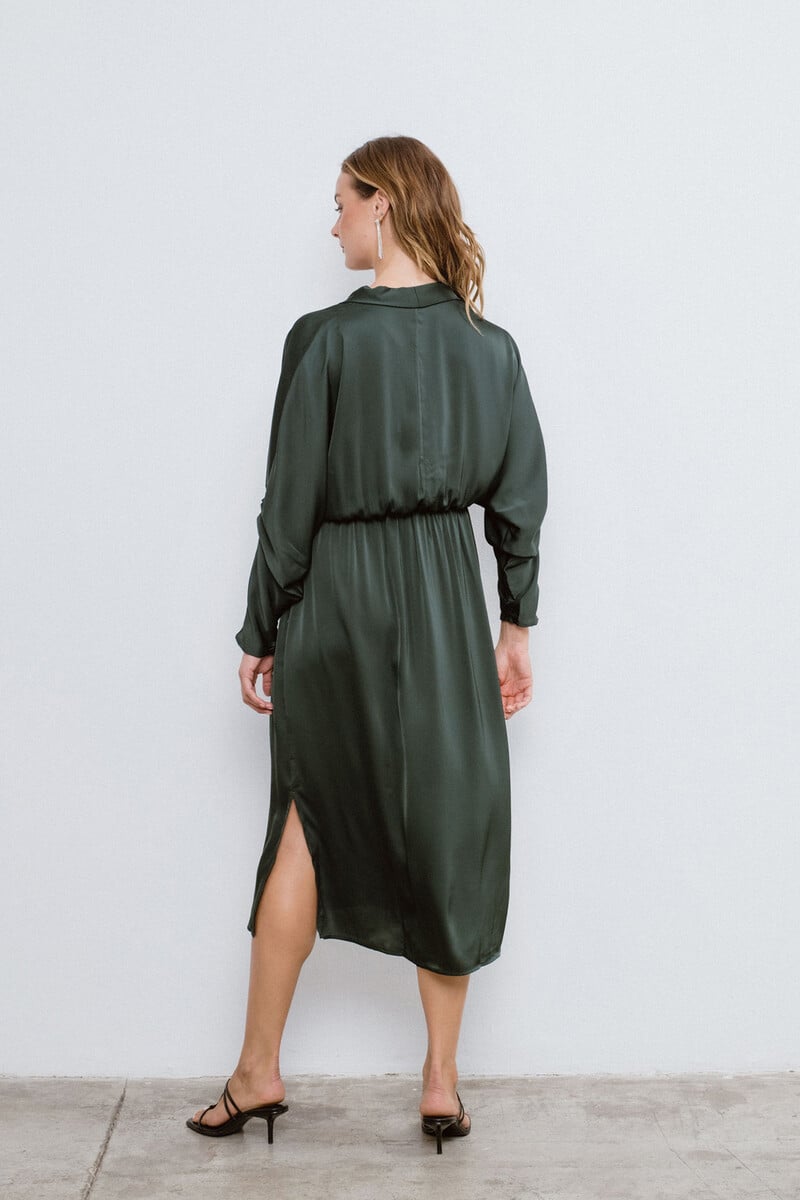 Cortefiel Vestido Midi Satinado