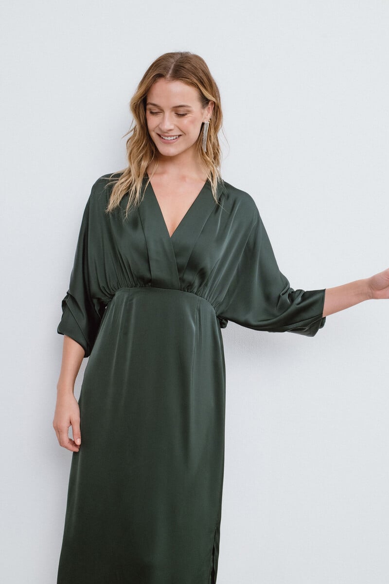 Cortefiel Vestido midi satinado
