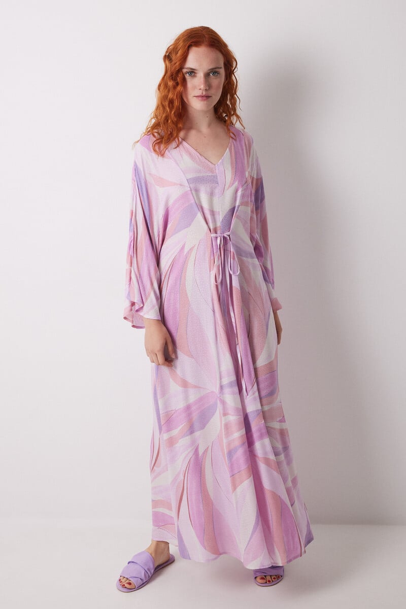 Cortefiel Vestido midi viscosa allover geométrico