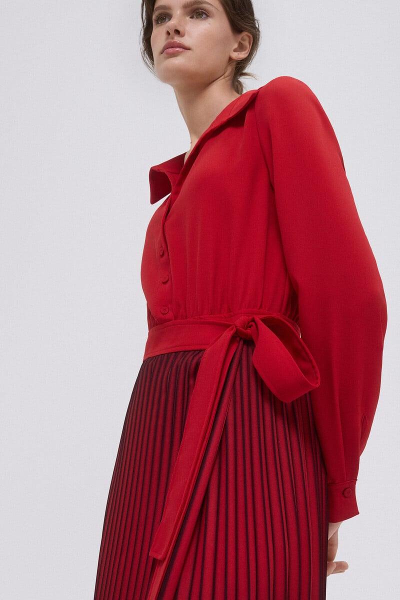 Cortefiel Vestido Plisado Degradé