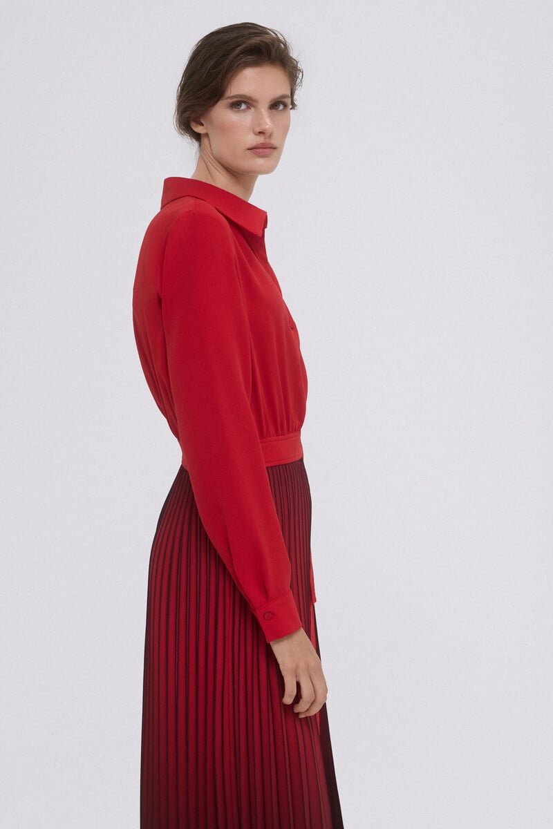 Cortefiel Vestido Plisado Degradé