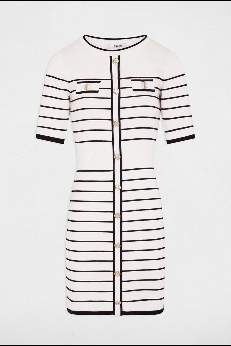 Cortefiel Vestido Punto Corto Con Rayas