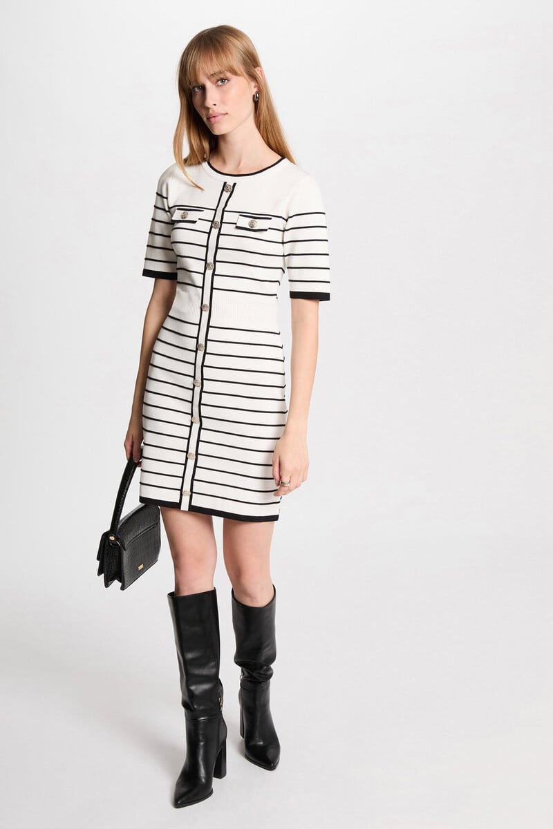 Cortefiel Vestido punto corto con rayas