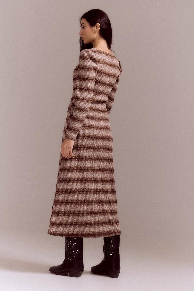 Cortefiel Vestido Punto Frunce Rayas