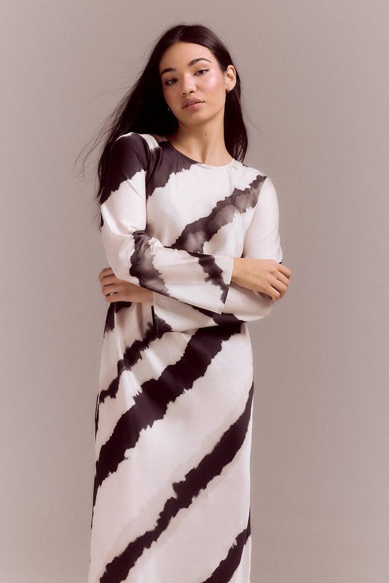 Cortefiel Vestido Recto Rayas Tie Dye