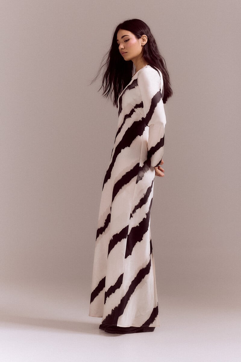 Cortefiel Vestido Recto Rayas Tie Dye