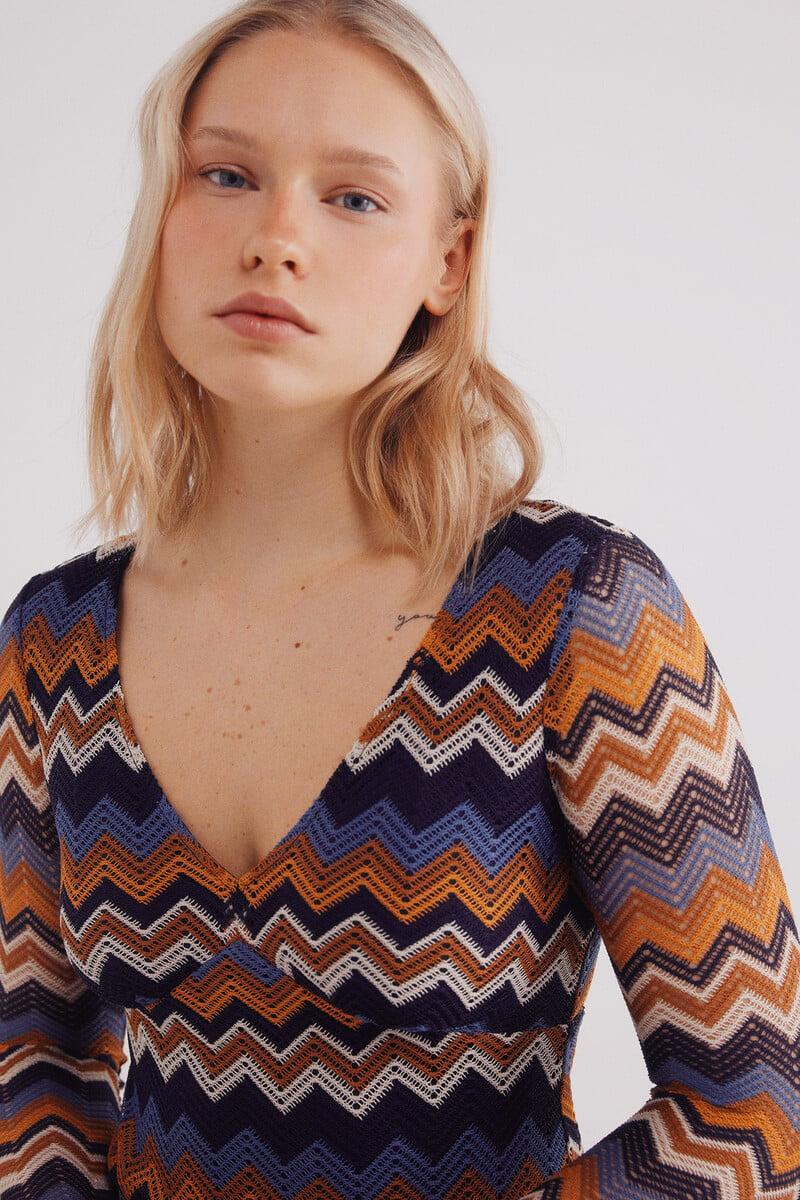 Cortefiel Vestido Zigzag Crochet