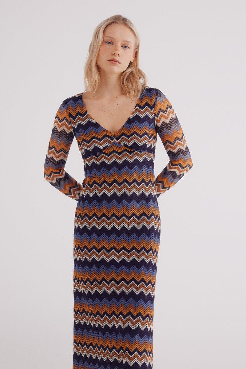Cortefiel Vestido Zigzag Crochet