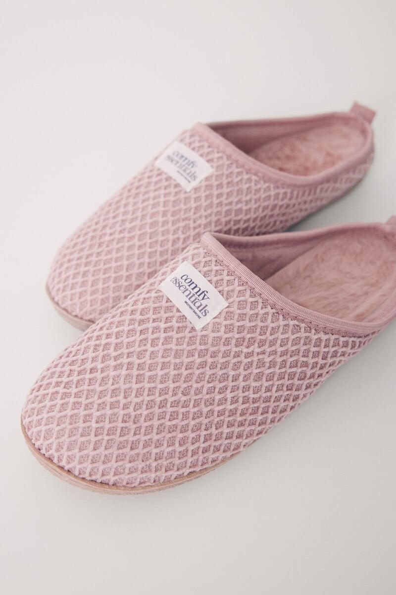 Cortefiel Zapatillas casa chenilla rosa