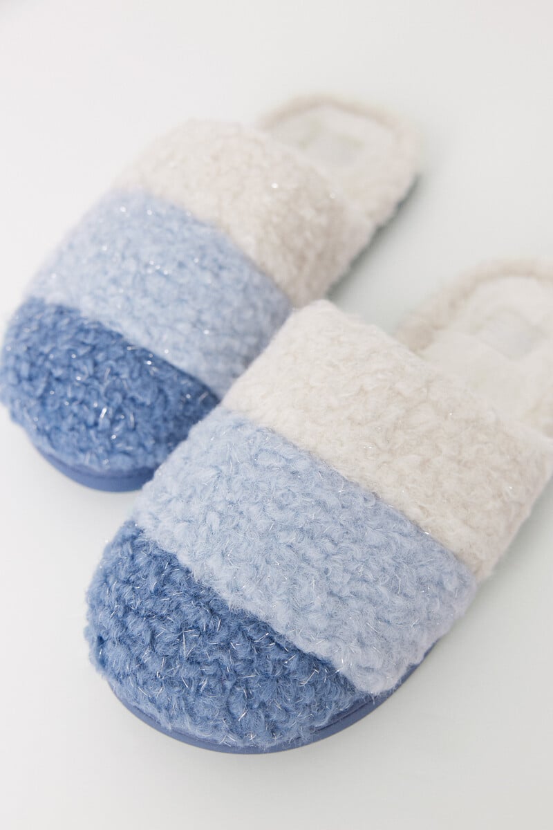 Cortefiel Zapatillas Casa Efecto Pelo Azul