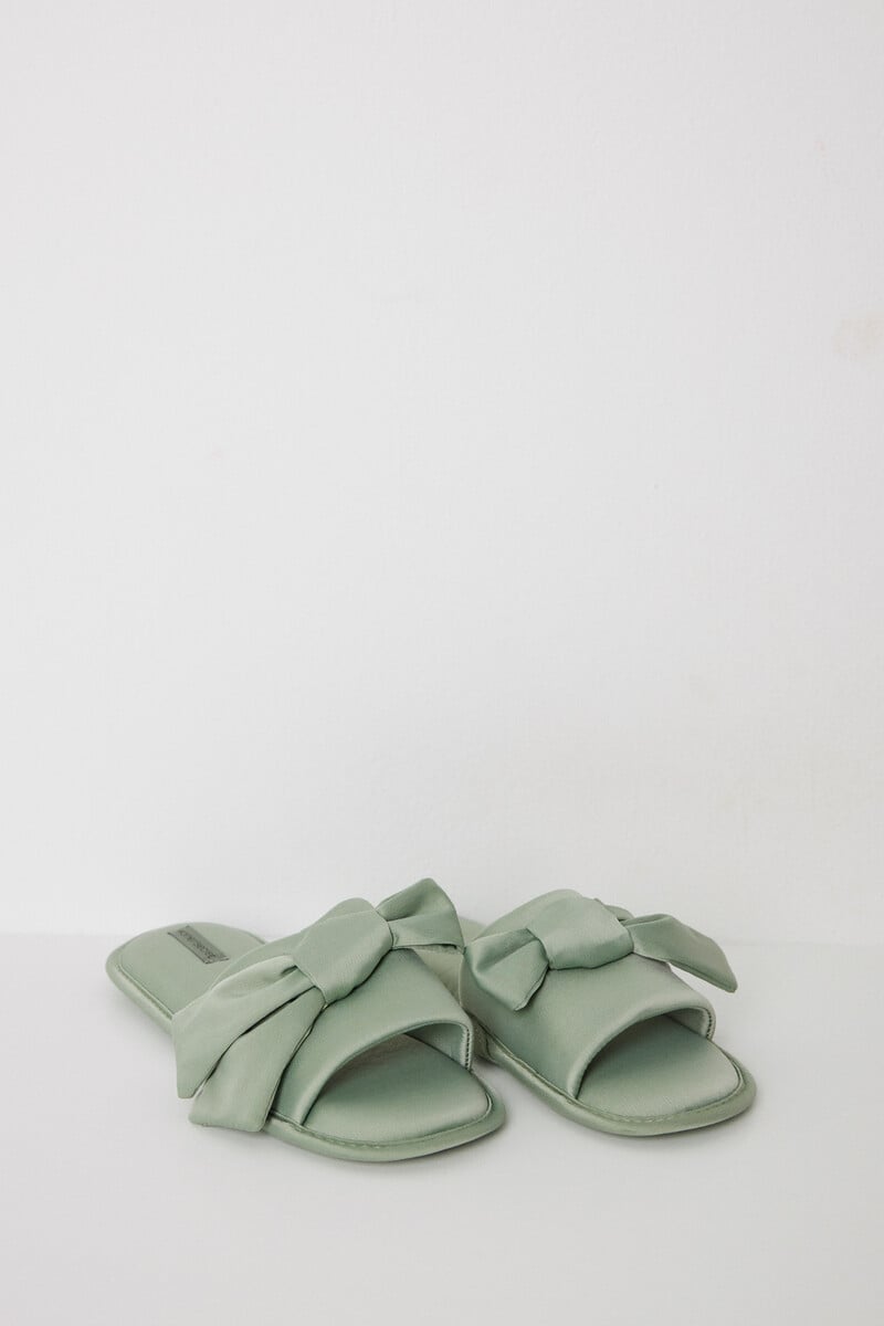 Cortefiel Zapatillas Casa Satén Lazo Verde