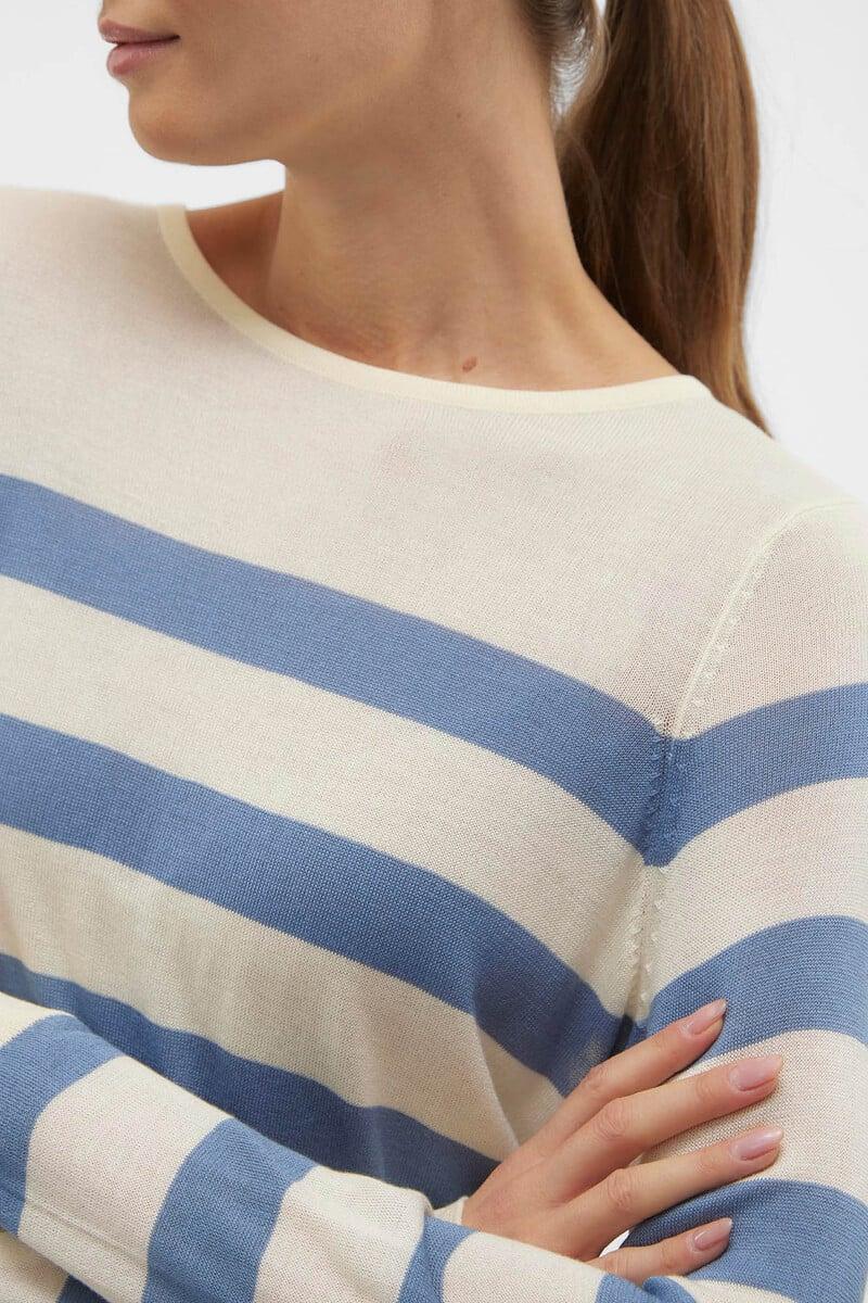 Cortefiel Jersey a rayas de mujer manga larga con cuello redondo