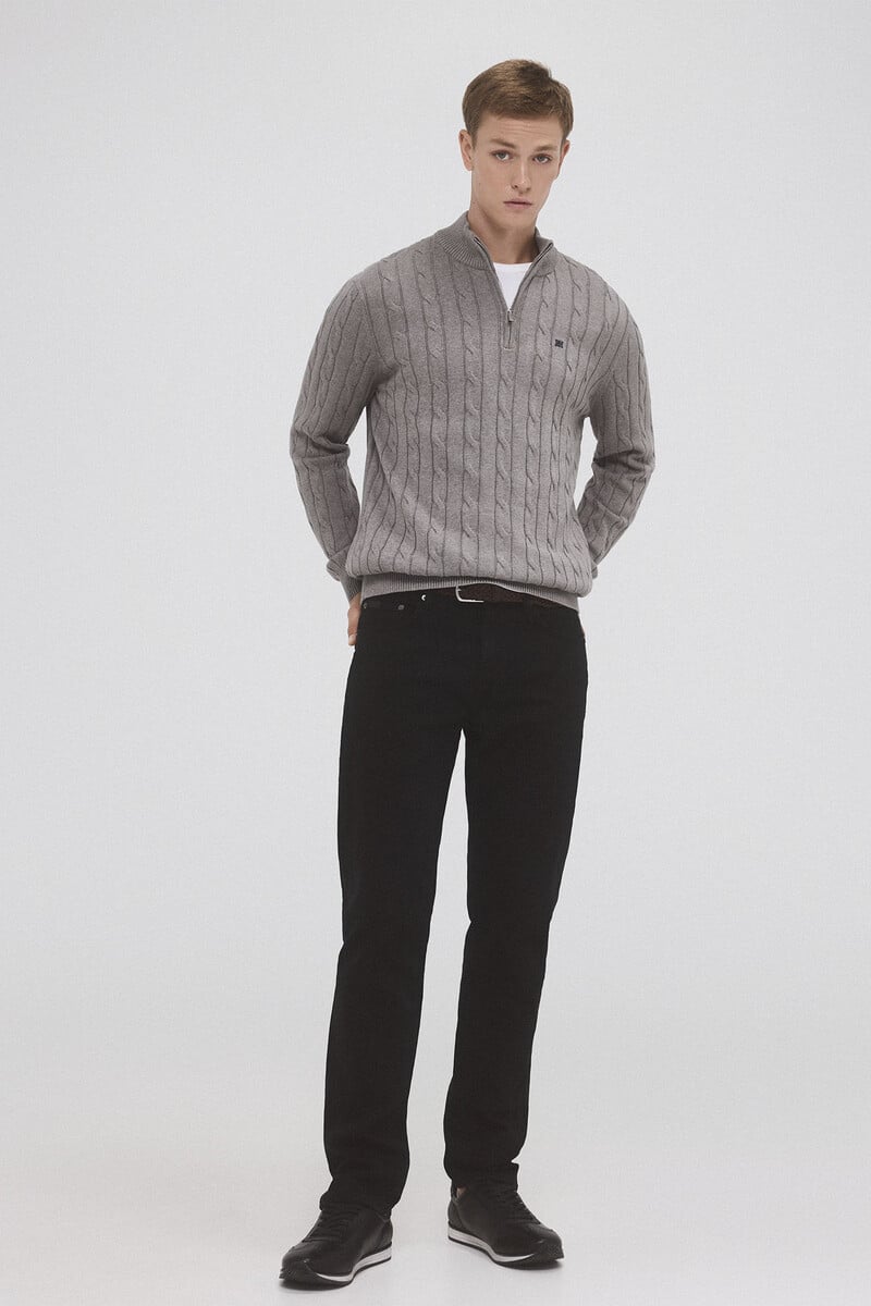 Cortefiel Jersey algodón premium cables cuello alto