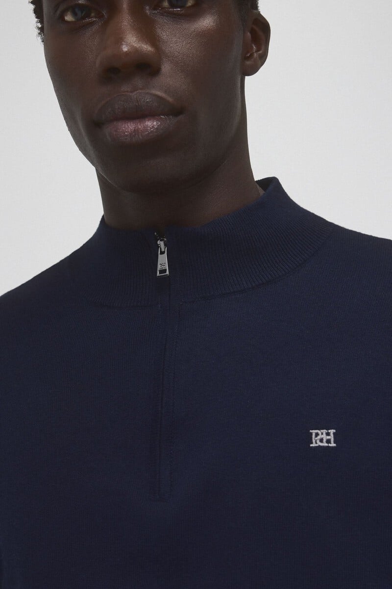 Cortefiel Jersey Algodón Seda Cashmere Cuello Cremallera