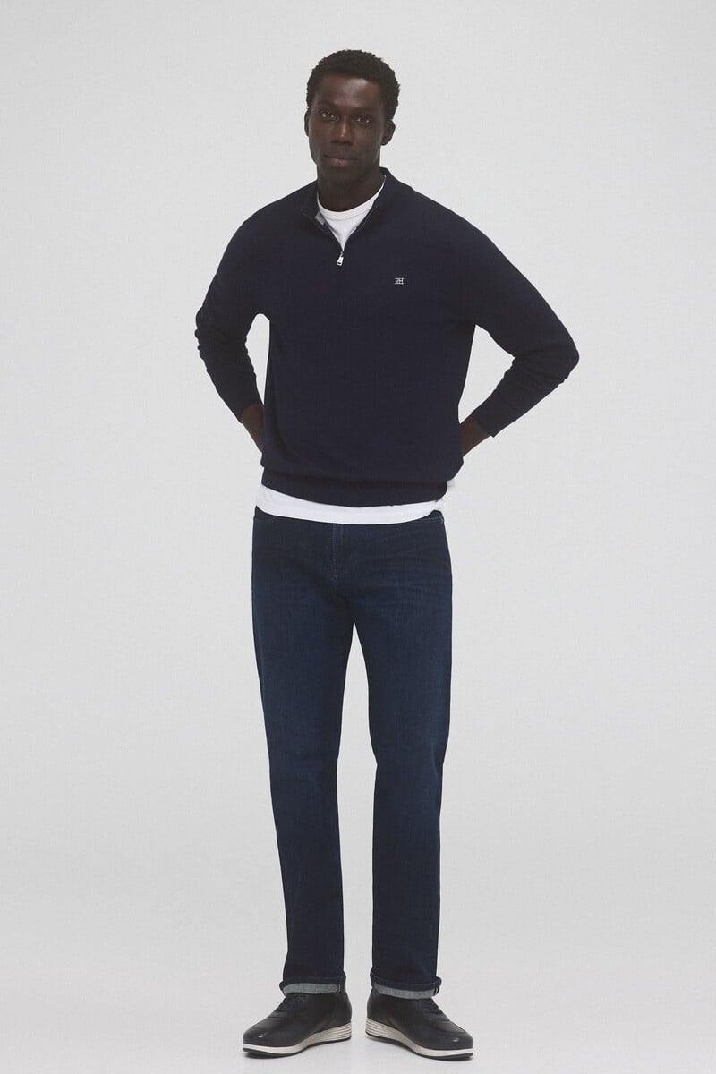 Cortefiel Jersey Algodón Seda Cashmere Cuello Cremallera