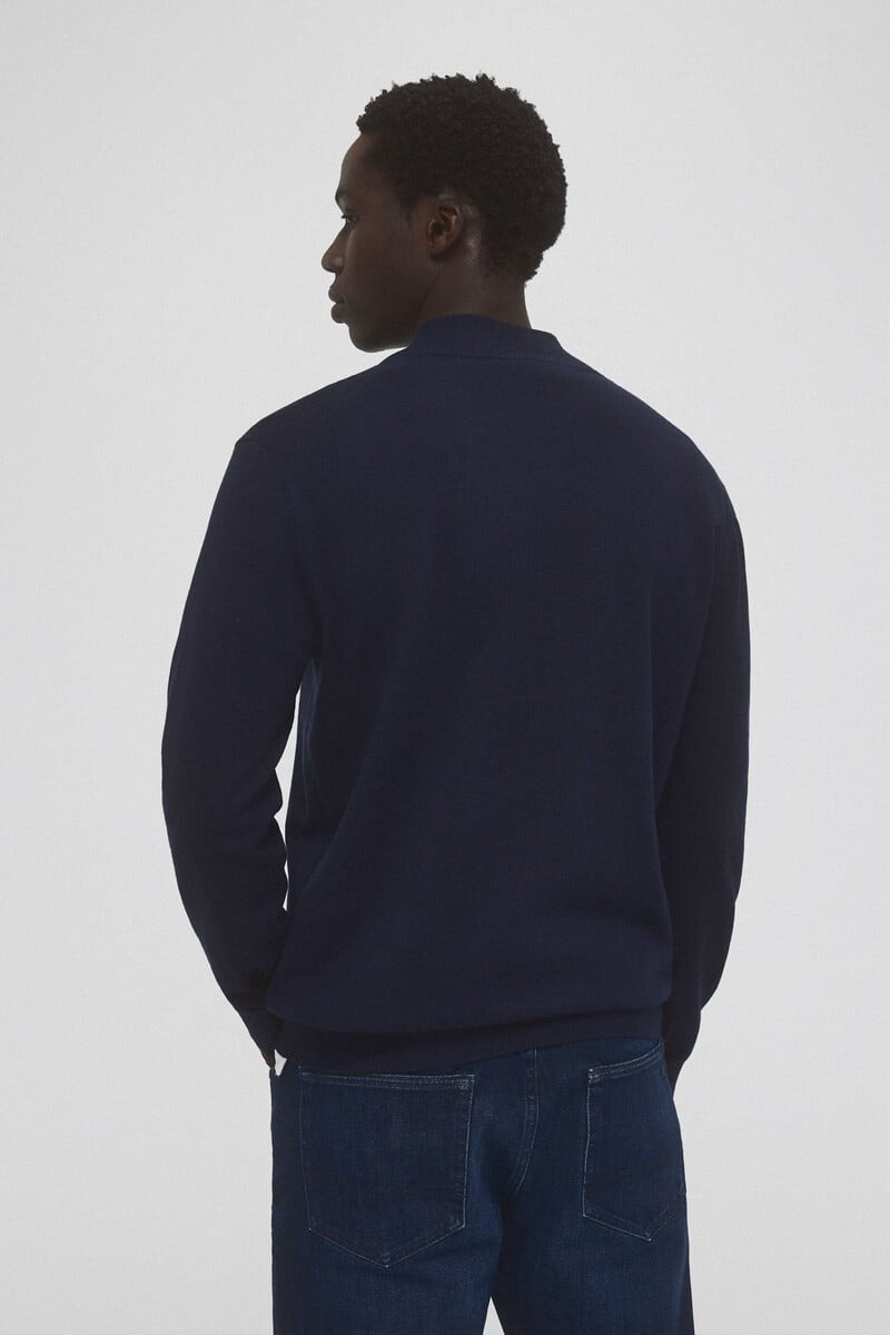 Cortefiel Jersey Algodón Seda Cashmere Cuello Cremallera