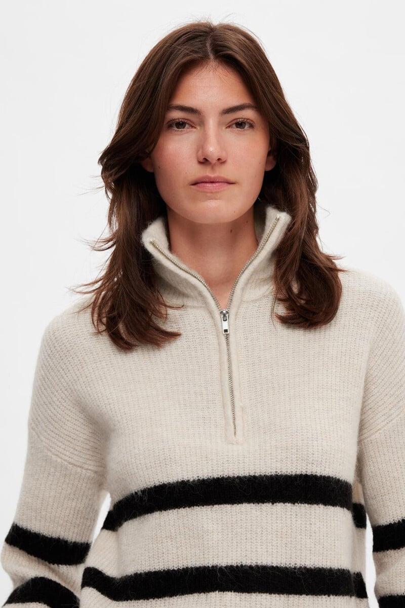 Cortefiel Jersey De Cuello Alto Y Media Cremallera Confeccionado Con Lana Merino. Regular Fit