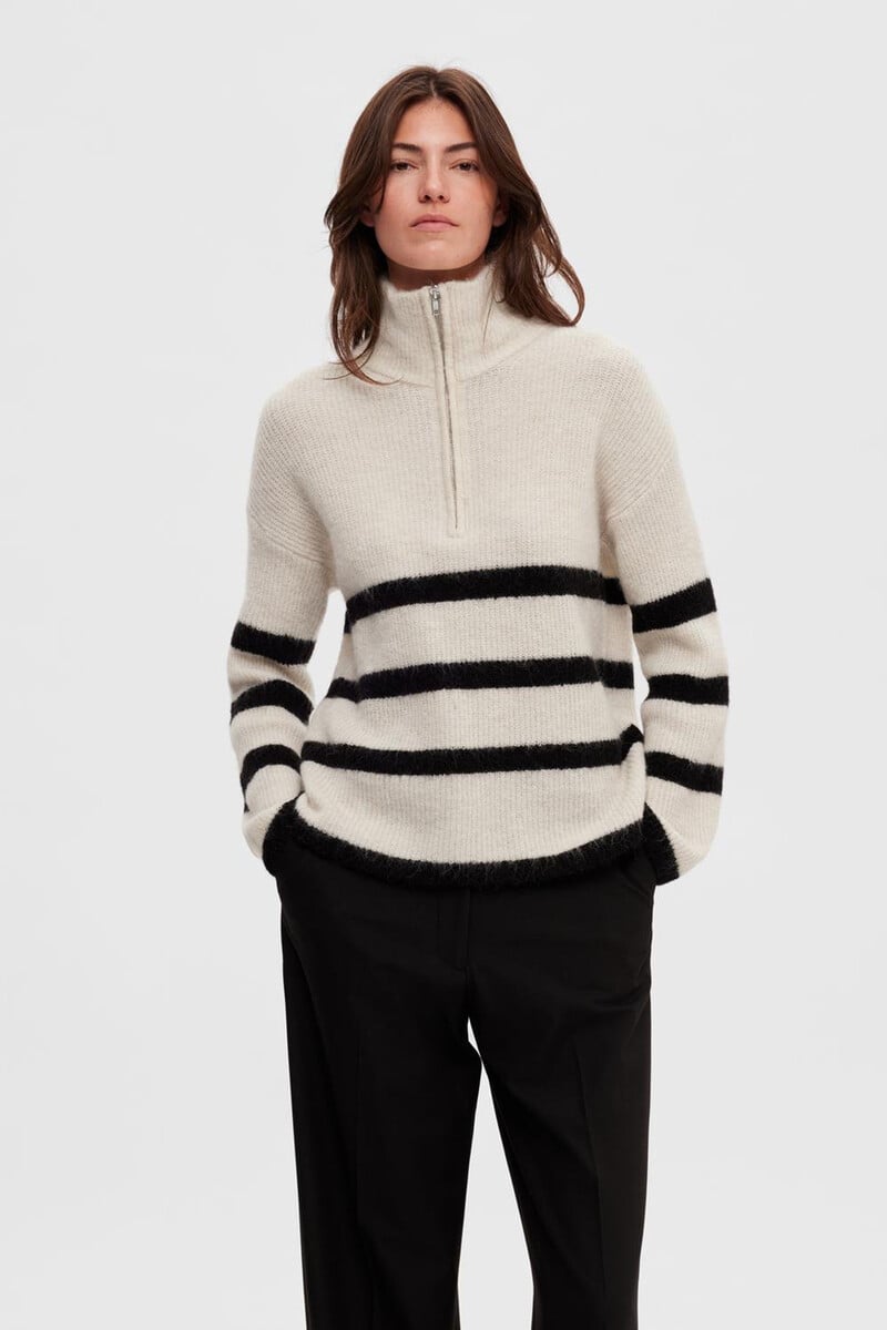 Cortefiel Jersey De Cuello Alto Y Media Cremallera Confeccionado Con Lana Merino. Regular Fit